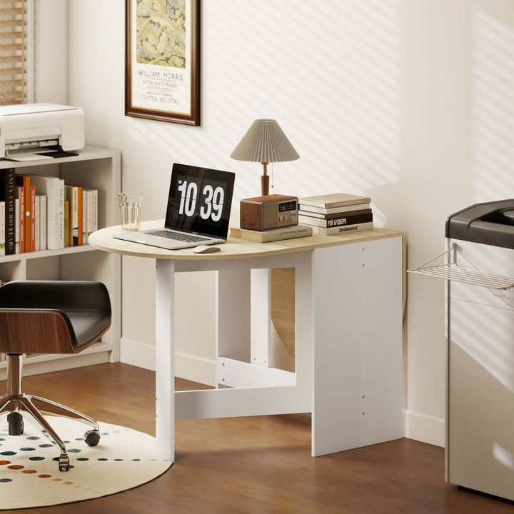 Mesa de Cozinha Dobrável Mesa de Jantar Dobrável Ovalada com Laterais Abatíveis Estilo Moderno 163x80x75 cm Madeira