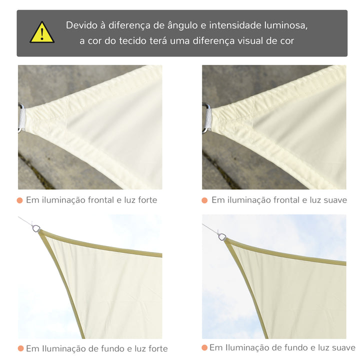 Toldo vela retangular3x4m para varanda Jardim camping Proteção UV resistente à água cor creme