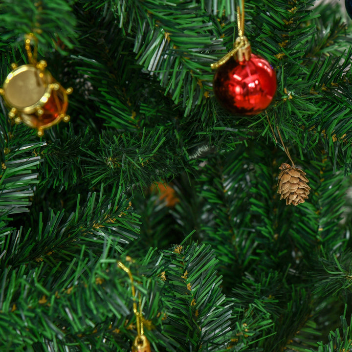 Árvore de Natal Artificial 210cm Ignífugo com 1036 Ramos 53 Decorações Folhas de PVC e Suporte Metálico Decoração de Natal para Interior Verde