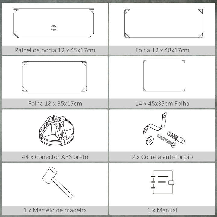 Sapateira Modular de Cubos de Plástico Armário Modular para Sapatos com 12 Cubos com Porta Desenho de DIY para Entrada Dormitório 94x37x108 cm Preto