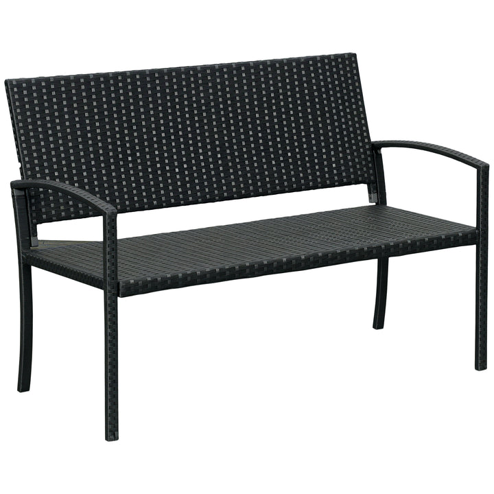 Banco Jardim Lounge Cadeira 2 Lugares Móveis para Jardim Exterior Terraço 2 Lugares Rattan Sintético Carga 320kg 122x60x87cm Estrutura Aço