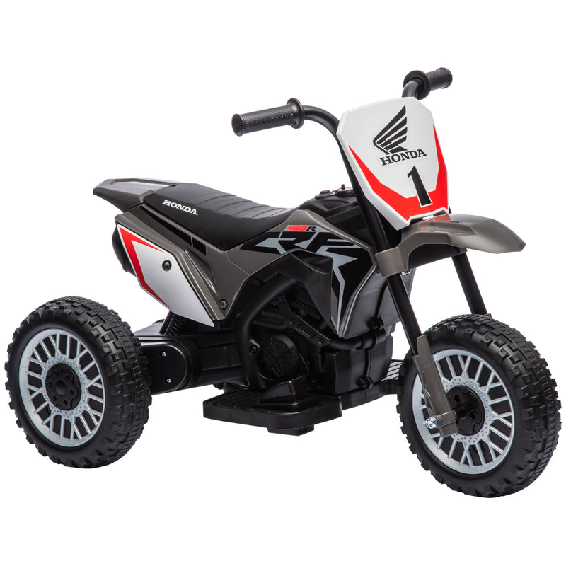 Mota Elétrica com Licença Honda CRF450RL para Crianças acima de 18 Meses Mota de Bateria 6V com Velocidade 3km/h Buzina e Som de Arranque Carga Máxima 25 kg 71x40,5x43,5 cm Cinza