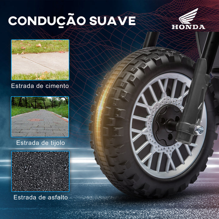 Mota Elétrica com Licença Honda CRF450RL para Crianças acima de 18 Meses Mota de Bateria 6V com Velocidade 3km/h Buzina e Som de Arranque Carga Máxima 25 kg 71x40,5x43,5 cm Cinza