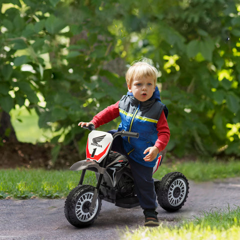 Mota Elétrica com Licença Honda CRF450RL para Crianças acima de 18 Meses Mota de Bateria 6V com Velocidade 3km/h Buzina e Som de Arranque Carga Máxima 25 kg 71x40,5x43,5 cm Cinza