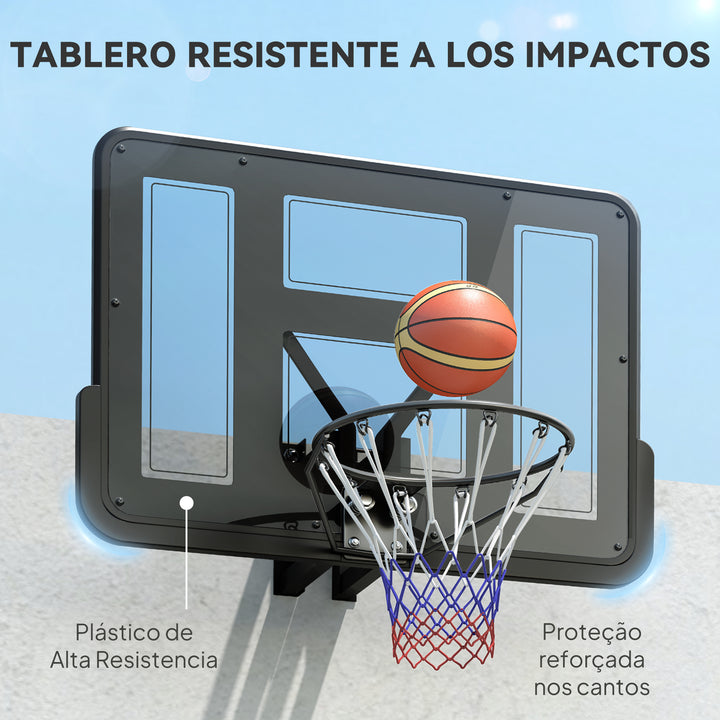 Tabela de Basquetebol de Parede Painel de Basquetebol para Interior e Exterior com Painel Inquebrável de 110x75 cm e Rede Resistente a Rasgos para Adultos e Crianças Preto