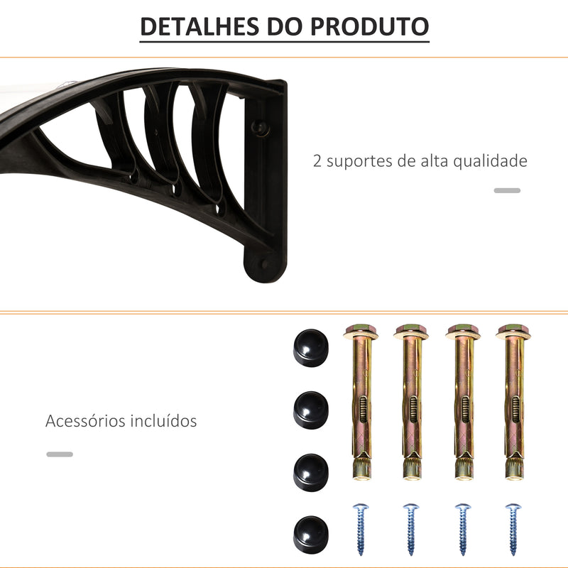 Marquise de Proteção 75x100 cm Marquise de Exterior para Portas e Janelas contra Sol e Chuva com Suporte de Liga de Alumínio Transparente e Preto