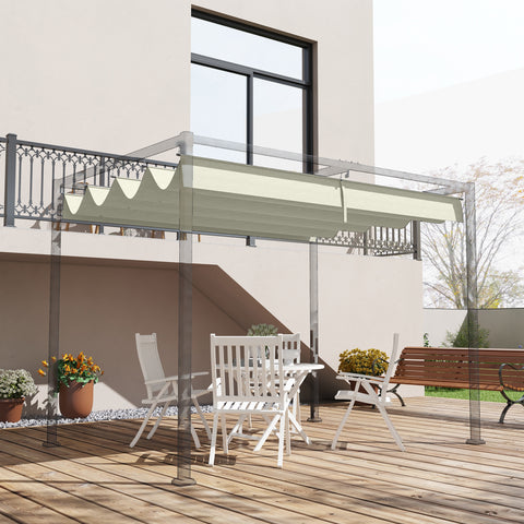 Cobertura para Pérgola Retrátil 286x245 cm Teto de Substituição para Pérgola com Proteção UV30+ para Pérgola de 3x2,15 cm Creme