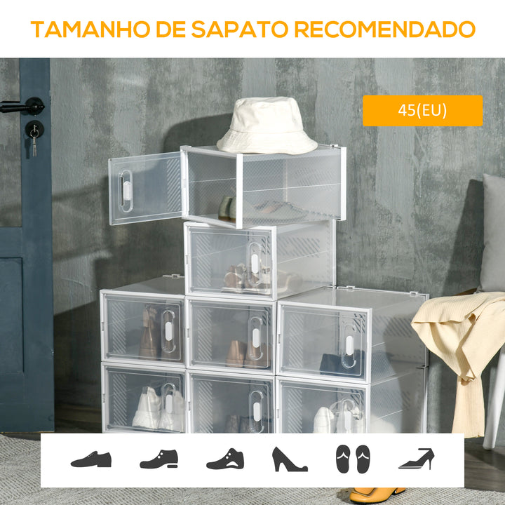 Armário Modular de Plástico Sapateira Modular com 8 Cubos Portas Magnéticas Organizador de Sapatos para Entrada Corredor Dormitório 28x36x21cm Transparente