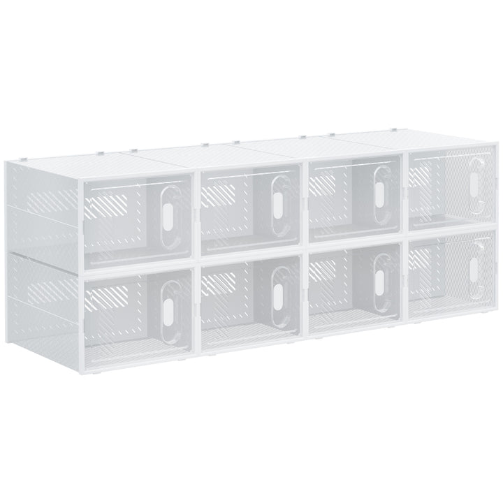 Armário Modular de Plástico Sapateira Modular com 8 Cubos Portas Magnéticas Organizador de Sapatos para Entrada Corredor Dormitório 28x36x21cm Transparente