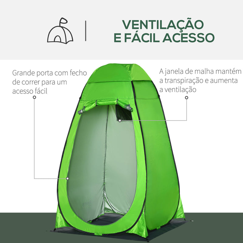 Tenda de Duche Tenda de Privacidade Portátil com 1 Gancho Bolso Bolsa de Transporte e UV20+ para Duche Trocador Sanita 126x124x189 cm Verde