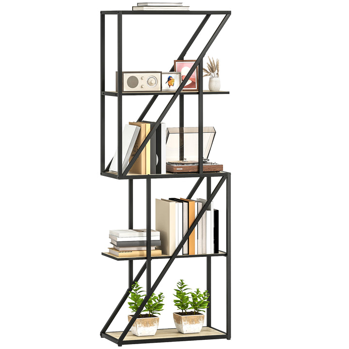 Estante de 5 Níveis Estante para Livros Estilo Industrial com Prateleiras Abertas e Estrutura de Aço para Sala de Estar Quarto e Escritório 60x30x165 cm Madeira e Preto