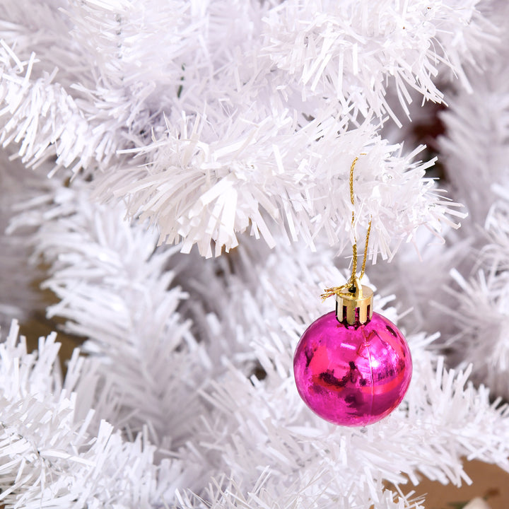 Árvore de Natal Artificial 150cm com 680 Ramos de PVC 48 Decorações Incluidas Suporte Metálico Decoração de Natal para Interiores F85x150cm Branco