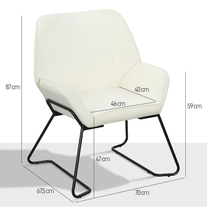 Poltrona Sala de Estar Moderna Poltrona de Leitura com Assento Largo e Acolchoado Estofada em Veludo Pés de Metal Poltrona para Dormitório 70x67,5x87 cm Creme