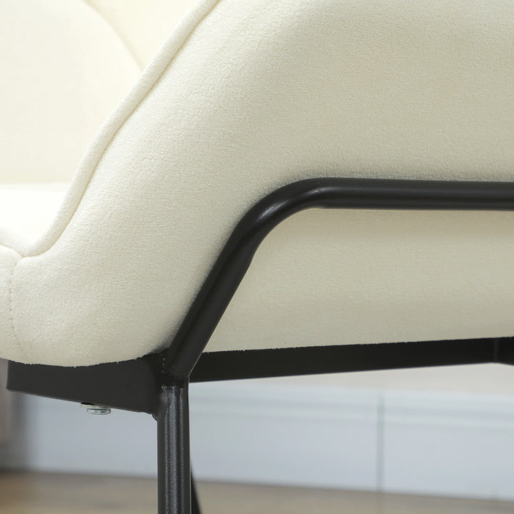 Poltrona Sala de Estar Moderna Poltrona de Leitura com Assento Largo e Acolchoado Estofada em Veludo Pés de Metal Poltrona para Dormitório 70x67,5x87 cm Creme