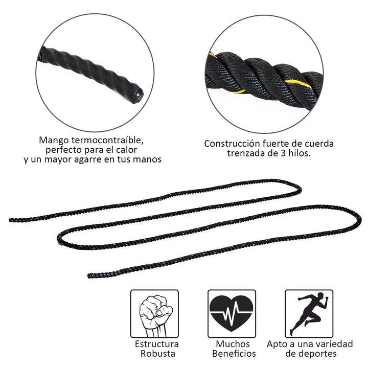 Corda de Batalha Battle Rope Exercício Formação Fitness Crossfit ?38mm Comprimento 9m Poliéster Ultra-Resistente