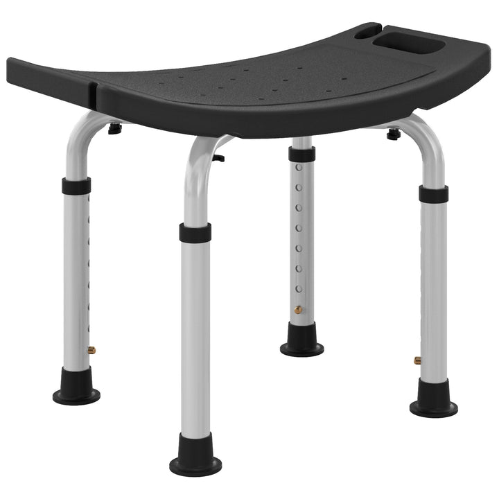 Banco de Duche Banco de Segurança para Duche com Altura Ajustável em 8 Posições com Base de Borracha Antiderrapante 50x36x39,5-56,5 cm Preto