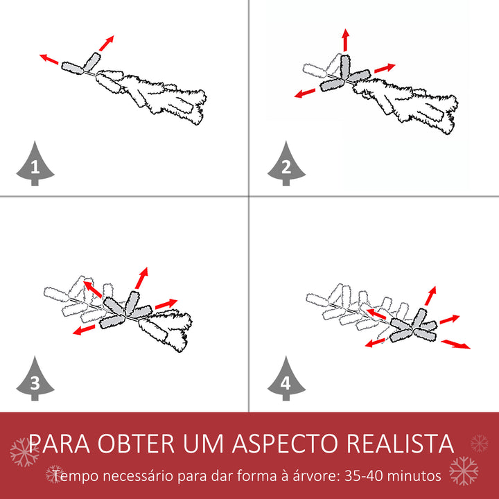 Árvore de Natal Artificial 210cm Ignífuga com 1064 Ramas com 2 Tipos de Pontas de PVC e Base de Aço Decoração de Natal para Interiores Verde
