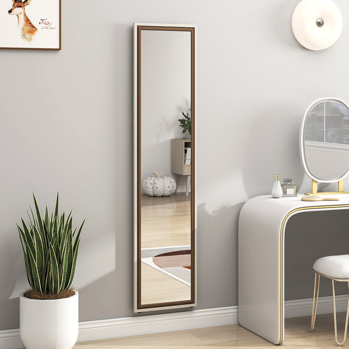 Espelho de Pé 157x37 cm Espelho Corpo Inteiro Grande com Moldura Bicolor para Utilizar Inclinado ou Suspenso para Sala Quarto Corredor Entrada Madeira Clara e Madeira Escura
