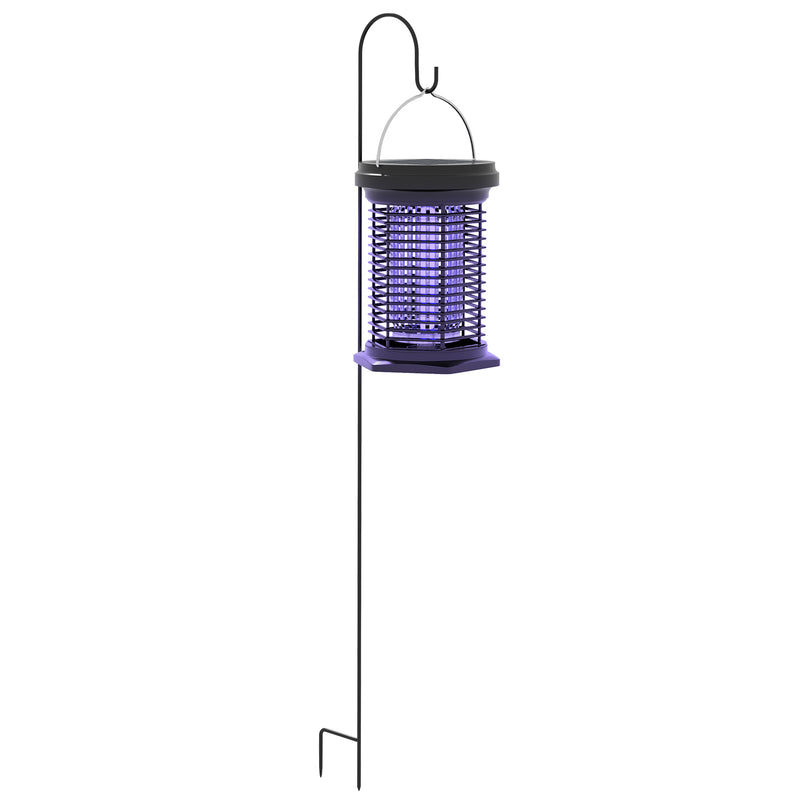 Lâmpada Mata Mosquitos Elétrica 2 em 1 5W Mata Mosquitos Elétrico com Luzes LED UV Recarregável Solar e USB Efeito 30 m² Mata-moscas Elétrico para Jardim Terraço Pátio Preto