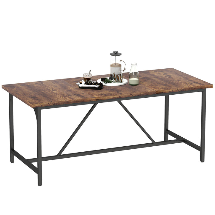 Mesa de Refeição Retangular para 6-8 Pessoas Mesa de Cozinha Industrial com Bancada Grosso e Pés de Metal 180x80x75,5 cm Castanho Rústico