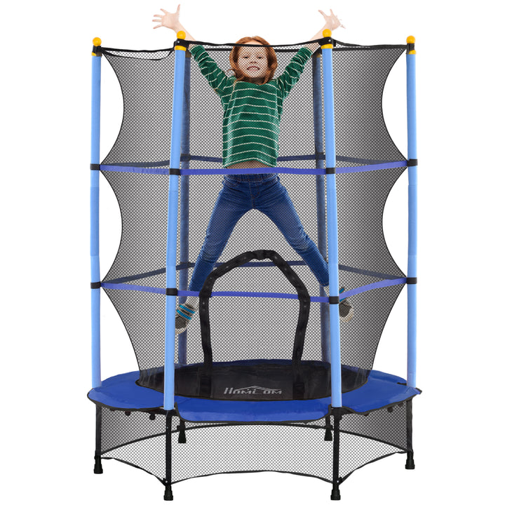 Trampolim para Crianças acima de 3 Anos Cama Elástica Infantil com Rede de Segurança e Estrutura de Aço para Interiores e Exteriores Carga 50kg Ø140x190 cm Azul