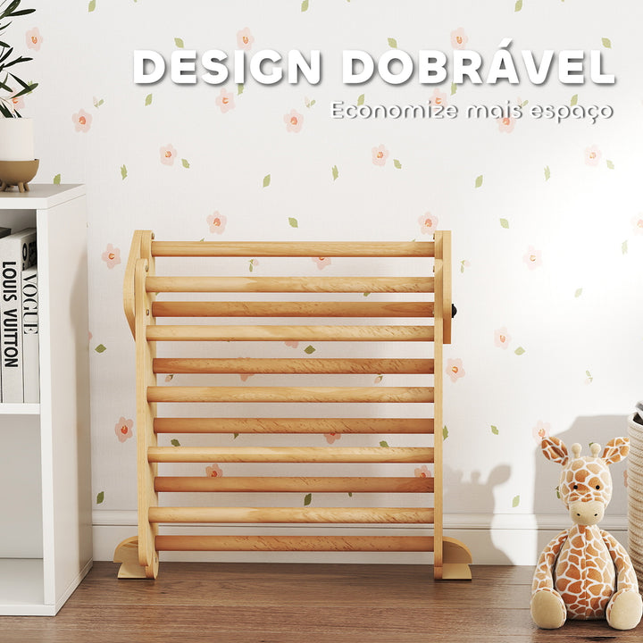 Triângulo de Escalada 7 em 1 Montessori com Arco e Rampa Escalada para Crianças de Madeira Dobrável para 18-48 Meses Para Deslizar ou Escalar 188x70 cm Madeira