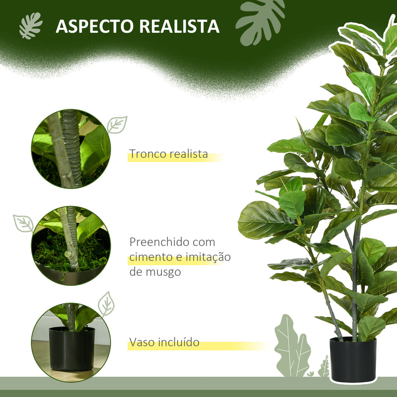 Planta Artificial Ficus 110 cm Planta Artificial com 90 Folhas Musgo e Vaso Planta Artificial Decorativa para Interior e Exterior Casa Sala de Estar Verde