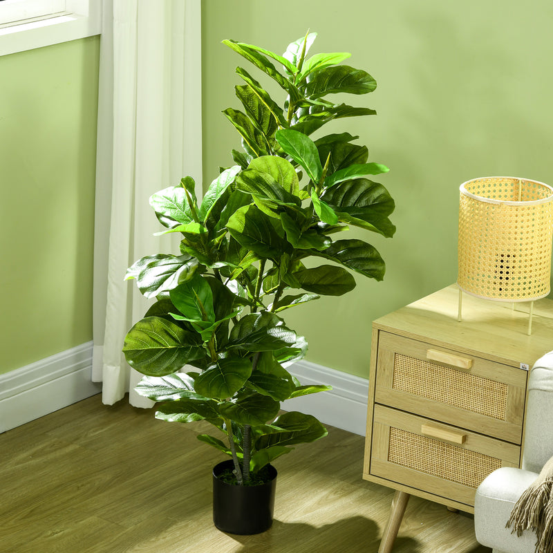 Planta Artificial Ficus 110 cm Planta Artificial com 90 Folhas Musgo e Vaso Planta Artificial Decorativa para Interior e Exterior Casa Sala de Estar Verde