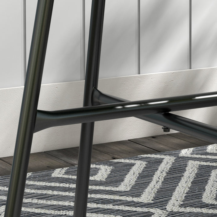 Mesa Auxiliar de Vime Sintético Mesa de Centro Redonda para Exteriores com Bancada de Vidro Temperado e Pés de Metal para Pátio Jardim Varanda Ø50x50 cm Preto