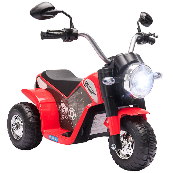 Motocicleta Elétrica Infantil com 3 Rodas Triciclo a Bateria 6V para Crianças de 18-36 Meses com Farol Buzina 72x57x56cm Vermelho