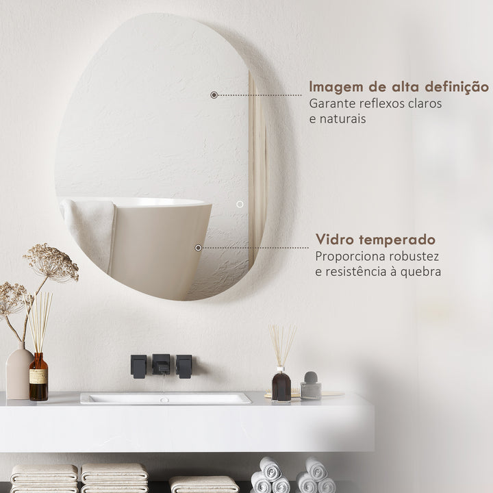 Espelho de Casa de Banho LED 80x60 cm Espelho de Parede sem Moldura 3 Cores de Luz Brilho Regulável Função Anti-Embaciamento Função Memória, Interruptor Táctil IP44 Prata