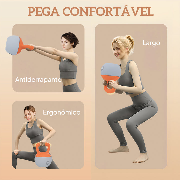 Kettlebell de 12 kg Pesa Russa Preenchida de Areia Metálica e Alça Antiderrapante para Treino de Musculação em Casa Ginásio Ø21x30 cm Laranja