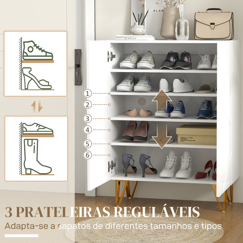 Móvel Sapateira de Entrada Armário Sapateira com Prateleiras Ajustáveis para 15-20 Pares de Sapatos para Corredor Entrada 72x31,5x95 cm Branco