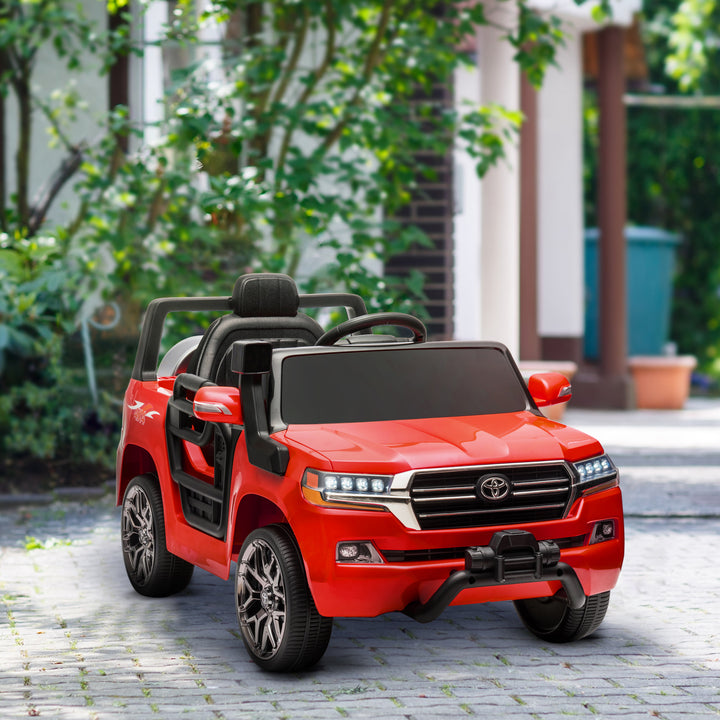 Carro Elétrico para Crianças acima de 3 Anos Carro Elétrico Toyota Land Cruiser com Bateria 12V Controlo Remoto Faróis Buzina Arranque Lento e Música MP3 107x65x55,5 cm Vermelho