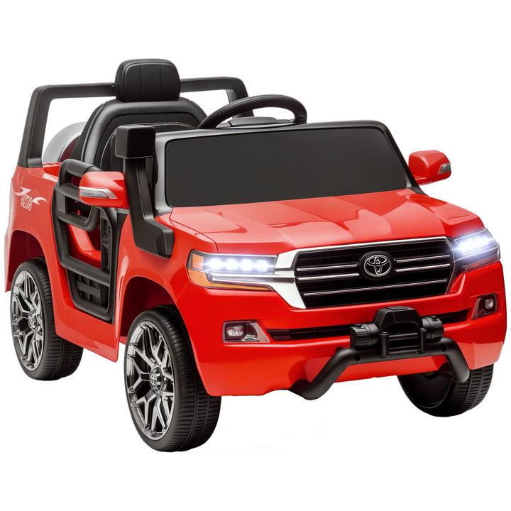 Carro Elétrico para Crianças acima de 3 Anos Carro Elétrico Toyota Land Cruiser com Bateria 12V Controlo Remoto Faróis Buzina Arranque Lento e Música MP3 107x65x55,5 cm Vermelho