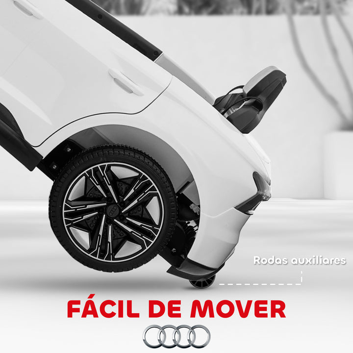 Carro Elétrico AUDI RS E-Tron GT para Crianças de 3-6 Anos Carro de Bateria 12V com 2 Motores Controlo Remoto Faróis LED Buzina Música USB e Abertura de Porta 3-5km/h 103x58x41cm Branco