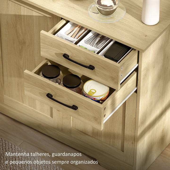 Aparador com 3 Portas Moderno para Sala de Estar com 2 Gavetas Prateleira Ajustável para Sala de Jantar Entrada Quarto 120x38x79 cm Madeira