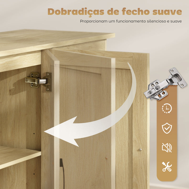 Aparador com 3 Portas Moderno para Sala de Estar com 2 Gavetas Prateleira Ajustável para Sala de Jantar Entrada Quarto 120x38x79 cm Madeira