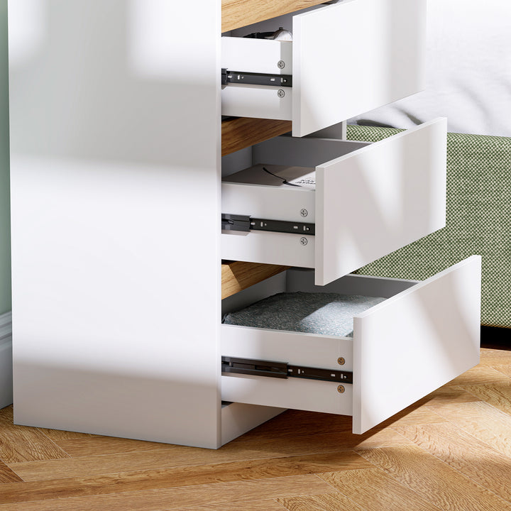 Conjunto de 2 Mesas de Cabeceira com 3 Gavetas Mesas de Cabeceira para Dormitório Estreitas 40x30x59,5 cm Branco