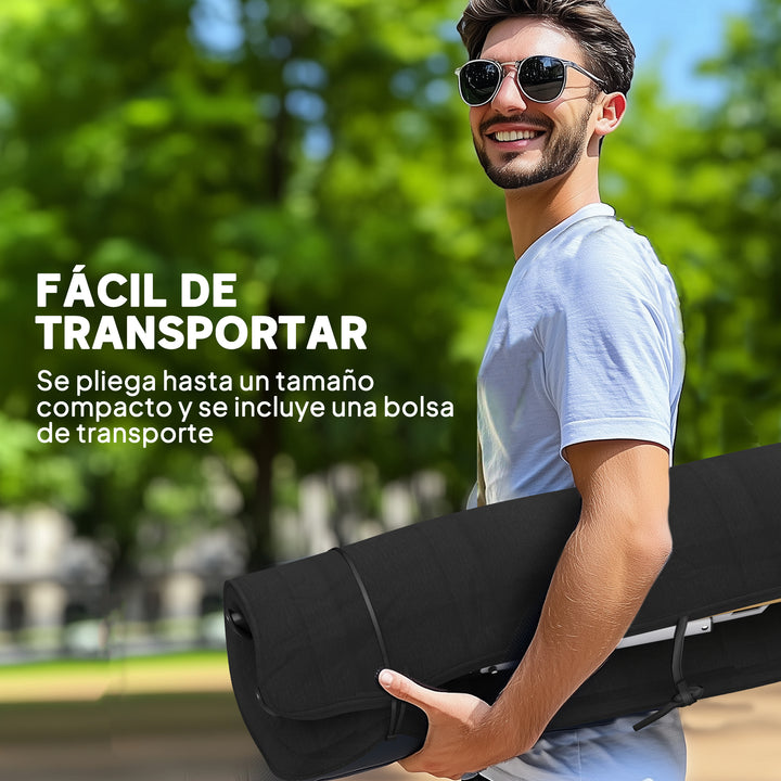 2 Cadeiras de Campismo Dobráveis de Alumínio Cadeiras de Jardim Portáteis com Encosto Alto Ajustável Apoios de Braços de Madeira e Bolsa de Transporte para Exterior 59x67x96 cm Preto