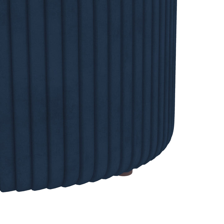 Banco de Armazenamento para Dormitório Puff de Arrumação Estofado em Veludo Banco de Arrumação com Pés Antiderrapantes Ø36x44 cm Azul Escuro