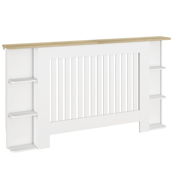 Cobertura para Radiadores com Prateleiras Cobertura de Radiador em MDF Cobertura para Radiador Desenho Moderno de Ripas para Sala de Estar Quarto 152x19x83 cm Branco