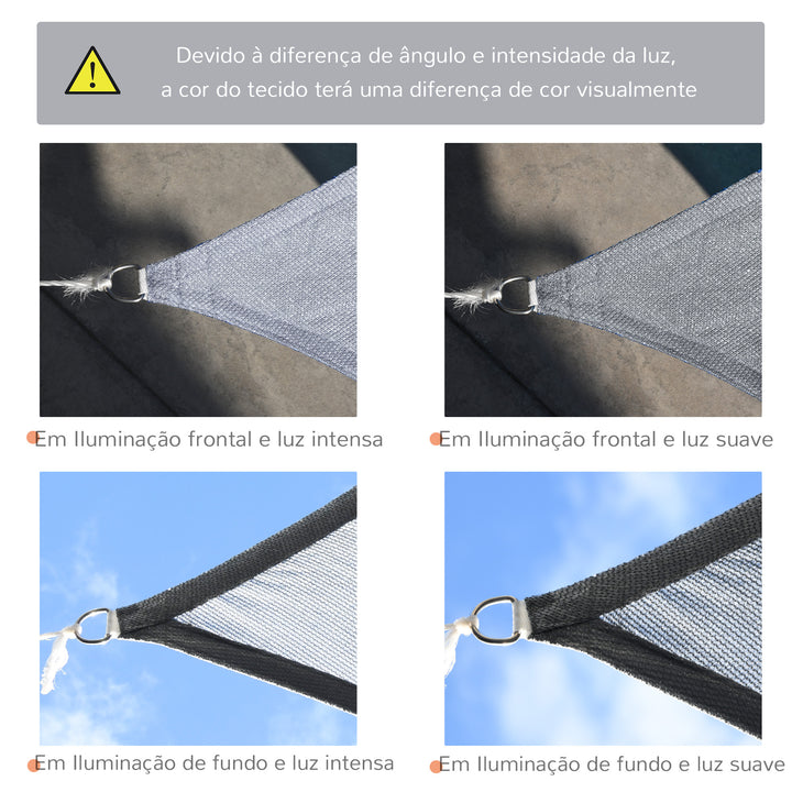 Vela de Sombra Retangular 4x3 m Toldo Vela com Proteção UV Bolsa de Transporte Anéis de Aço Inoxidável e Cordas para Jardim Pátio Cinza
