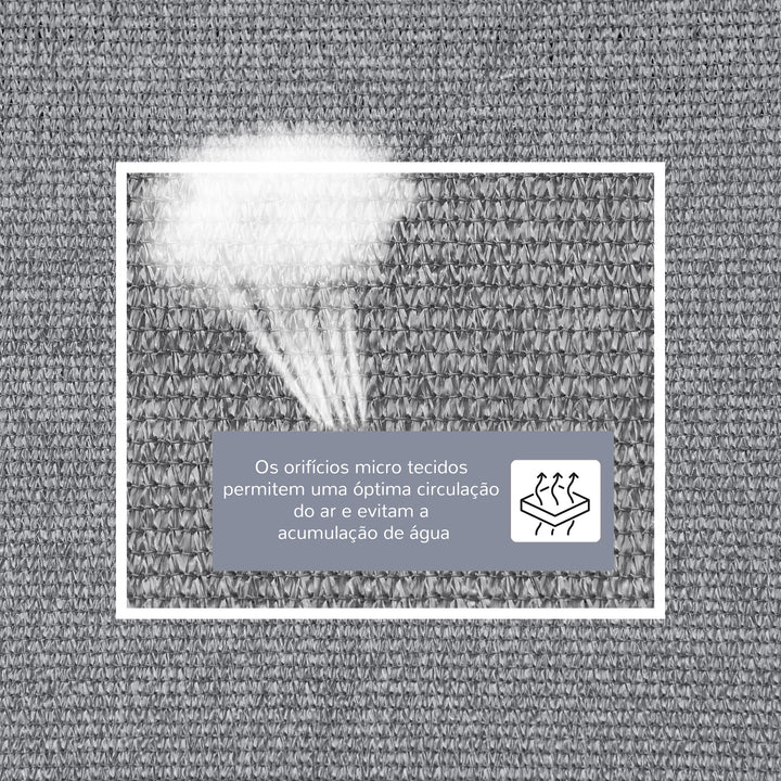 Vela de Sombra Retangular 4x3 m Toldo Vela com Proteção UV Bolsa de Transporte Anéis de Aço Inoxidável e Cordas para Jardim Pátio Cinza