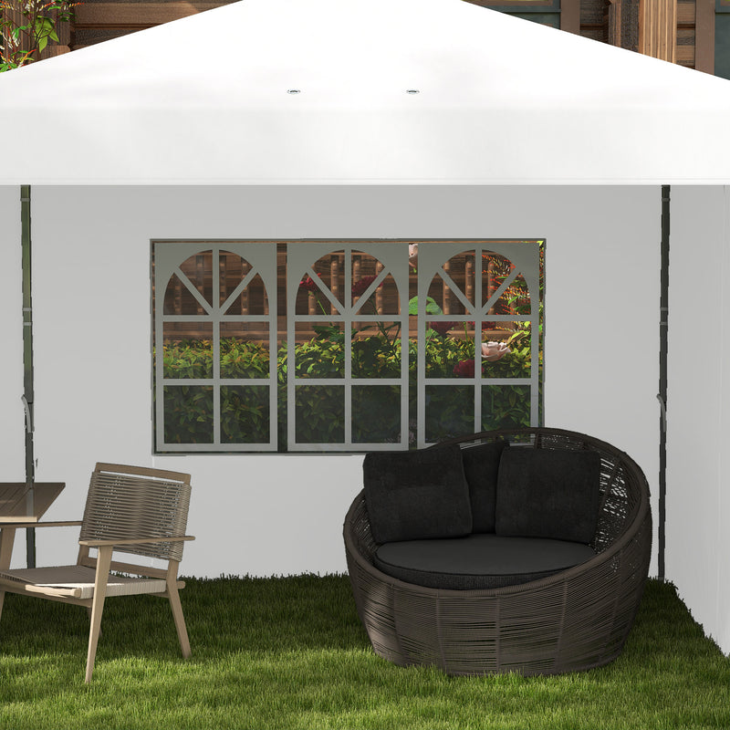 Tenda Dobrável 585x295 cm com Paredes Laterais Tenda para Festas com Altura Ajustável Bolsa de Transporte Rodas e 5 Sacos de Areia para Exterior Jardim Pátio Branco