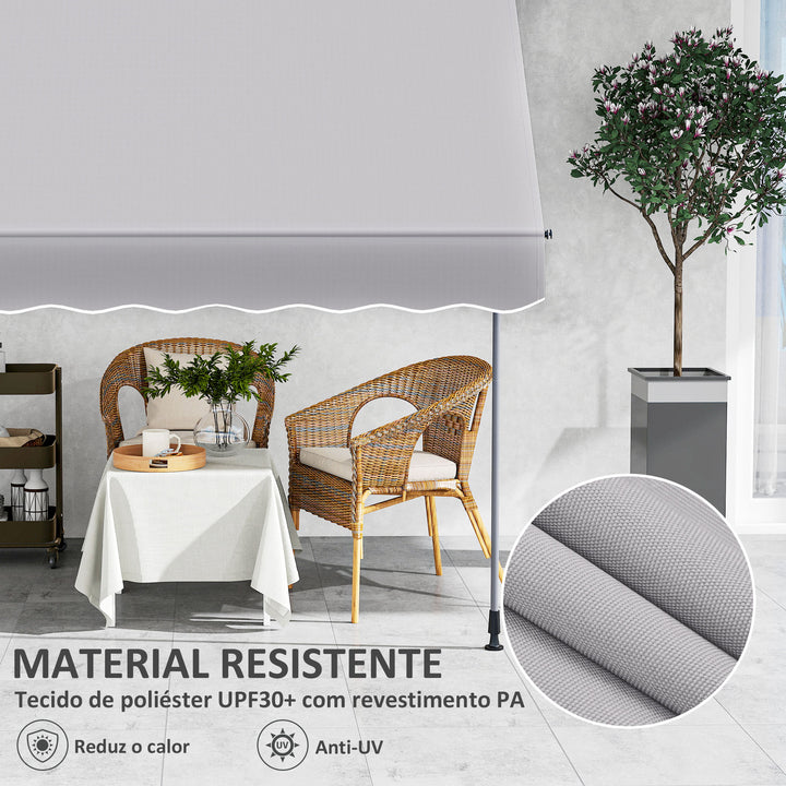 Toldo Manual Retráctil 2x1,2 m Toldo Exterior Enrolável Altura Ajustável com Manivela 210-310 cm Proteção UV30+ Sem Perfuração para Jardim Varanda Pátio Cinzento