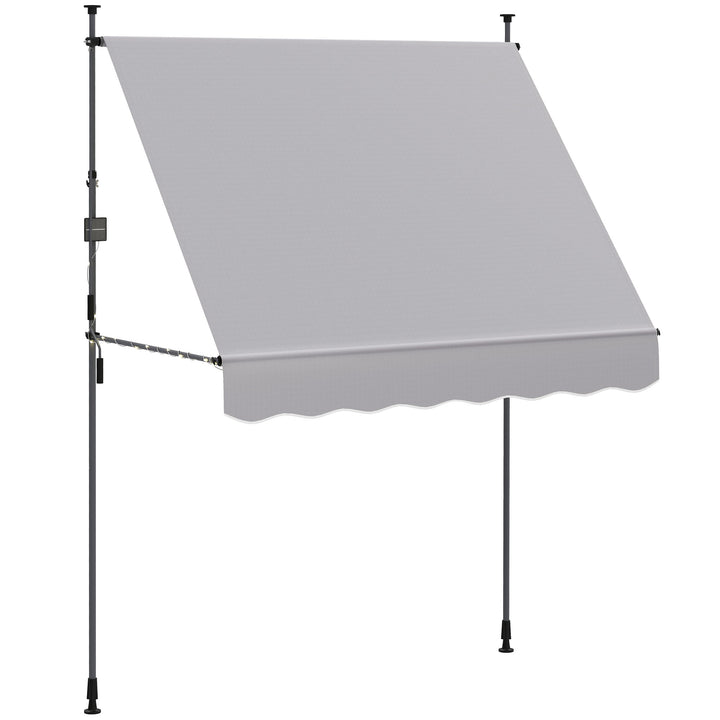 Toldo Manual Retráctil 2x1,2 m Toldo Exterior Enrolável Altura Ajustável com Manivela 210-310 cm Proteção UV30+ Sem Perfuração para Jardim Varanda Pátio Cinzento