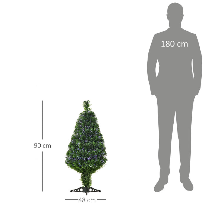 Árvore de Natal 90cm Artificial Árvore com Suporte Fibra Óptica 4 Cores