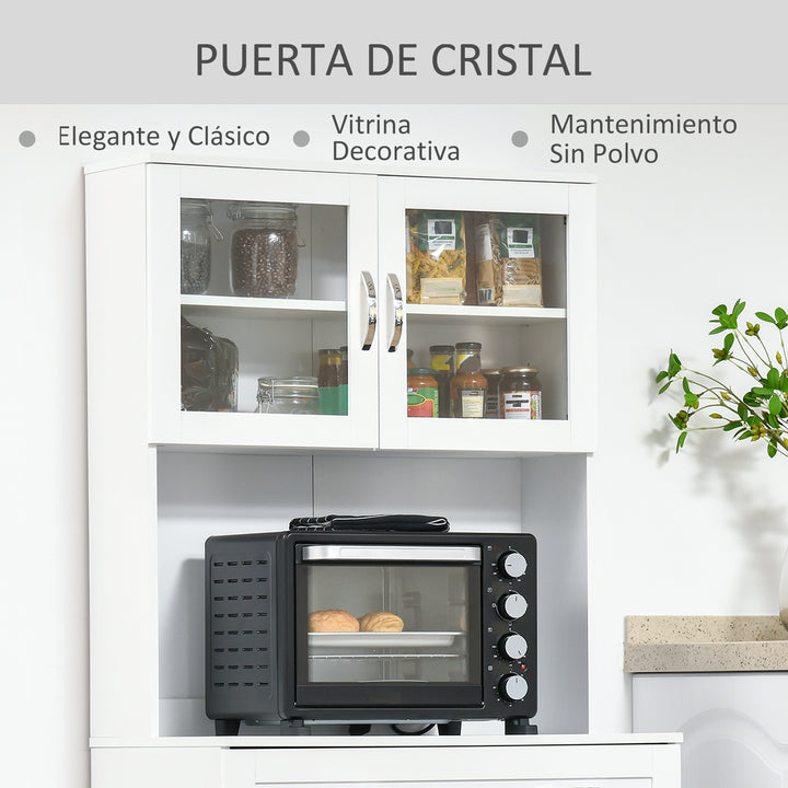 Armário de cozinha com prateleiras internas ajustáveis ??e gaveta 80x48x170 cm Branco