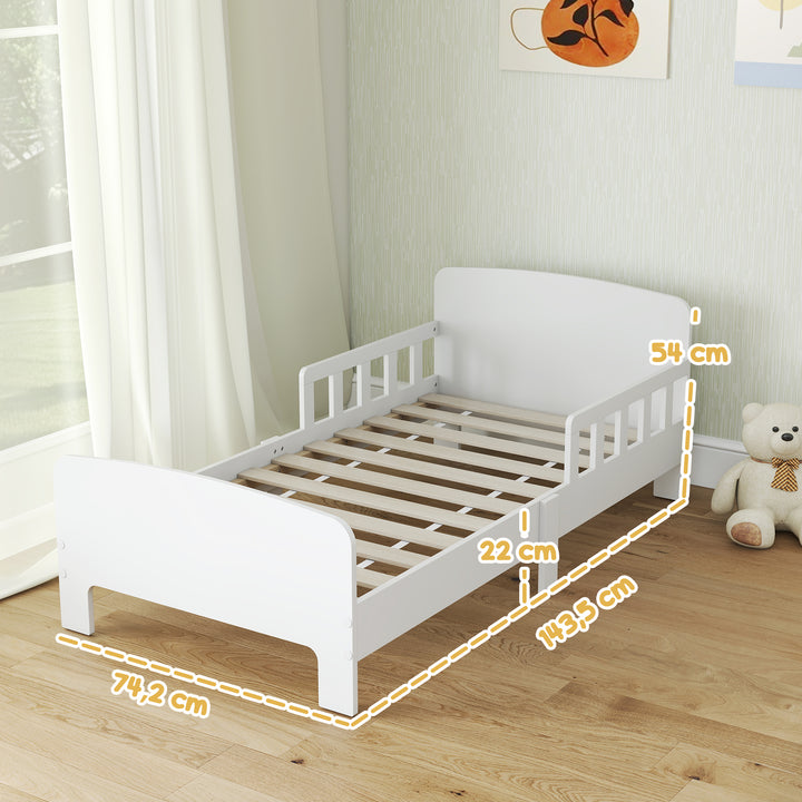 Cama para Crianças 70x140 cm Cama Infantil com Barreira Anticaídas e Estrado para Meninos e Meninas de 3-8 Anos Branco